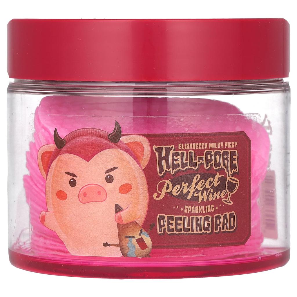 Elizavecca Milky Piggy, Hell-Pore, пилинг-диски Perfect Wine Sparkling, 30 листов