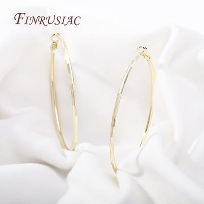 Модные женские серьги-кольца с покрытием 14K золотом, иглы из стерлингового серебра 925 пробы, кольца для серег, простые большие серьги-кольца, женские ювелирные изделия, подарки