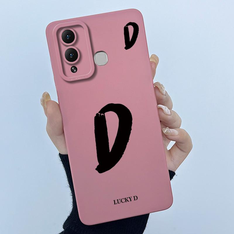 For Infinix Hot 12 Play Hot 12 X6816 X6816C Case Cover Lucky Initial Letter Soft Matte Phone Bumper for Infinix Hot 12i X665B
