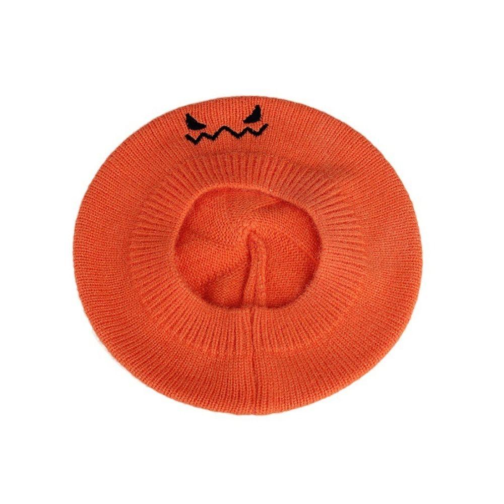 Jacquard Knit Pumpkin Beret Hat Warm Lining Pullover Hat Knitted Beanie Hat Cosplay Costume