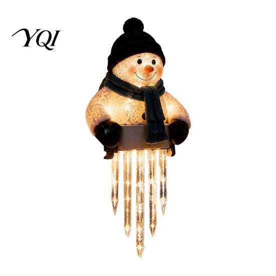 Outdoor Holiday Porch Decorations Winter Glow Snowman Icicle Light Decor, Christmas Decorations, Hanging Railing Lights LED for Porch, Yard, Entryway