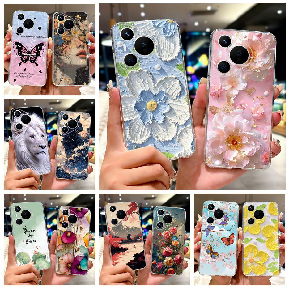 Чехол для Huawei Pura 70 Pro Plus, цветной чехол с рисунком цветов, мягкий тонкий чехол для телефона для Huawei Pura 70 Ultra Pura70 Pro 5G