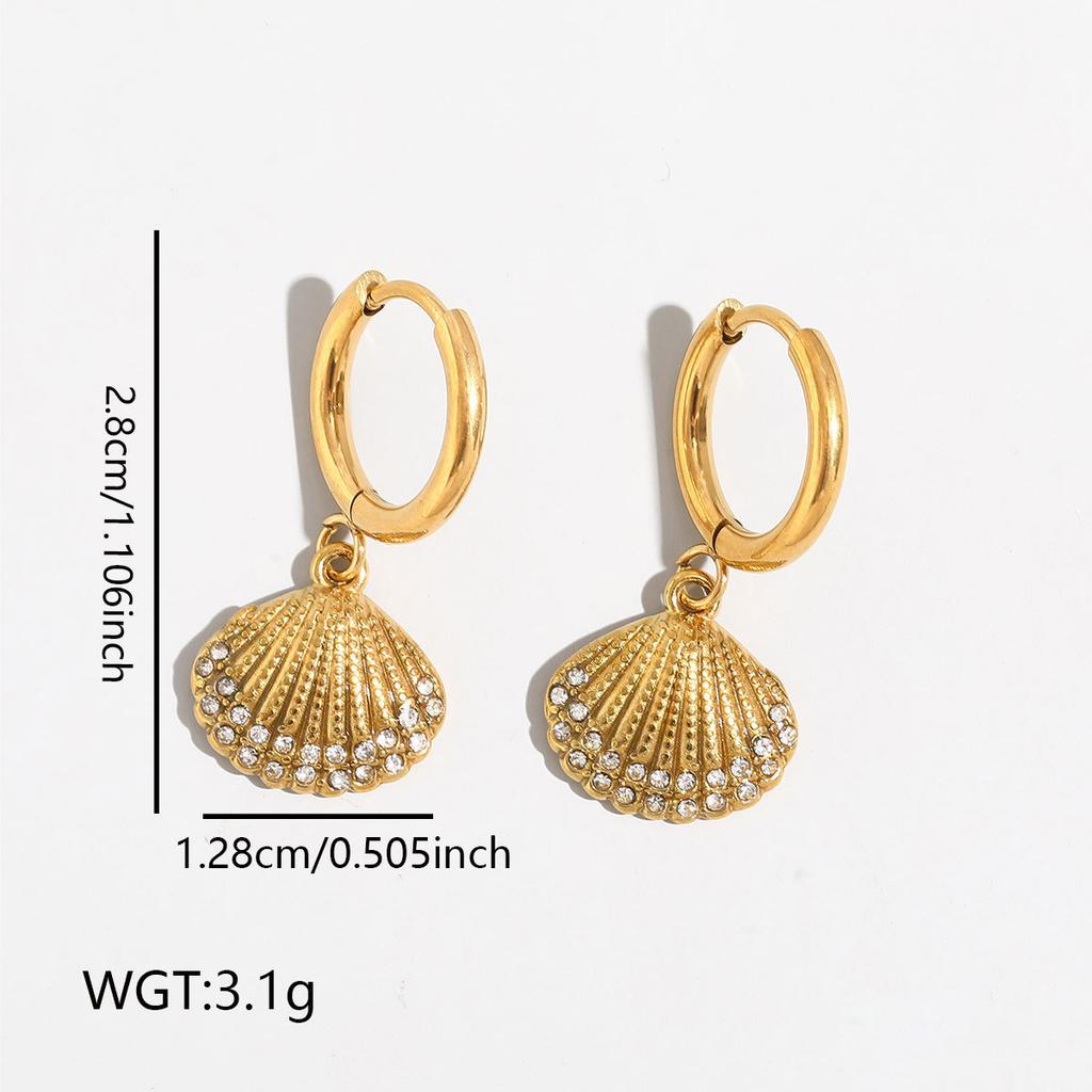 Novirassine Nautical Turtle Shell Hoop Earrings 18K Gold Plated Stainless Steel Zircon Jewelry for Women Summer Beach Dangle
