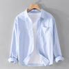 Men's Oxford Woven Long Sleeve Shirt Cotton Casual Simple Matching Solid Color Shirt Slim White Shirt Fashionable Men