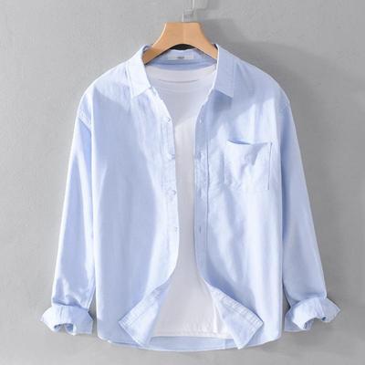 Мужская рубашка Oxford Woven с длинным рукавом из хлопка, повседневная, простая, однотонная рубашка, тонкая, белая, модная, мужская