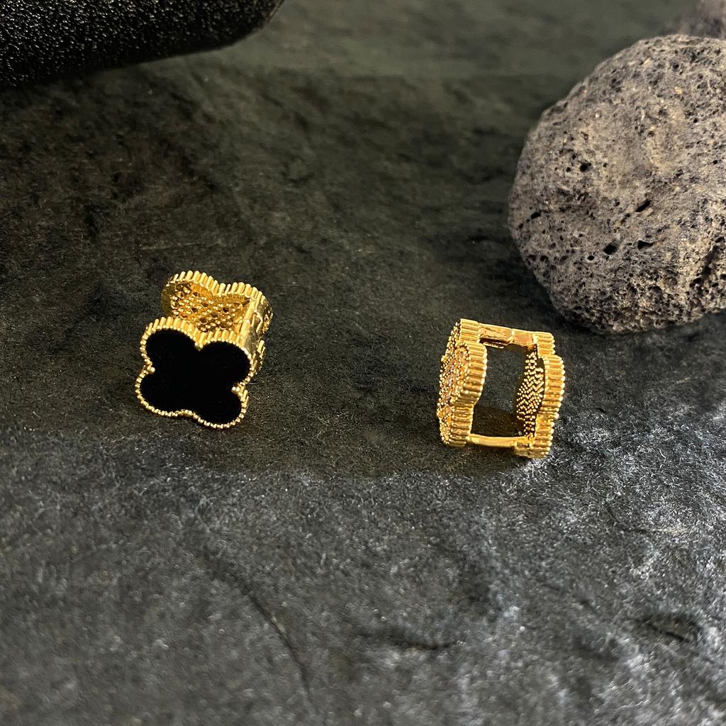 Премиальные серьги-клипсы из 18-каратного циркония класса люкс, двусторонние, в виде четырехлистного клевера, тяжелые женские серьги