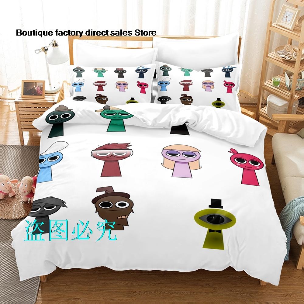Комплект постельного белья Sprunki Односпальный Полуторный Двуспальный Евро Размер Кинг-Сайз Комплект для кровати Взрослый Детская Спальня Комплекты с пододеяльникомsprunki Аниме Parure De Lit Кровать 6