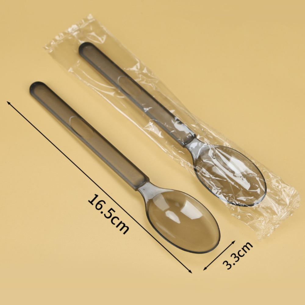 100Pcs Eco-Friendly Disposable Spoon Fork Thickened Transparent Plastic Spoon  Party Supplies
