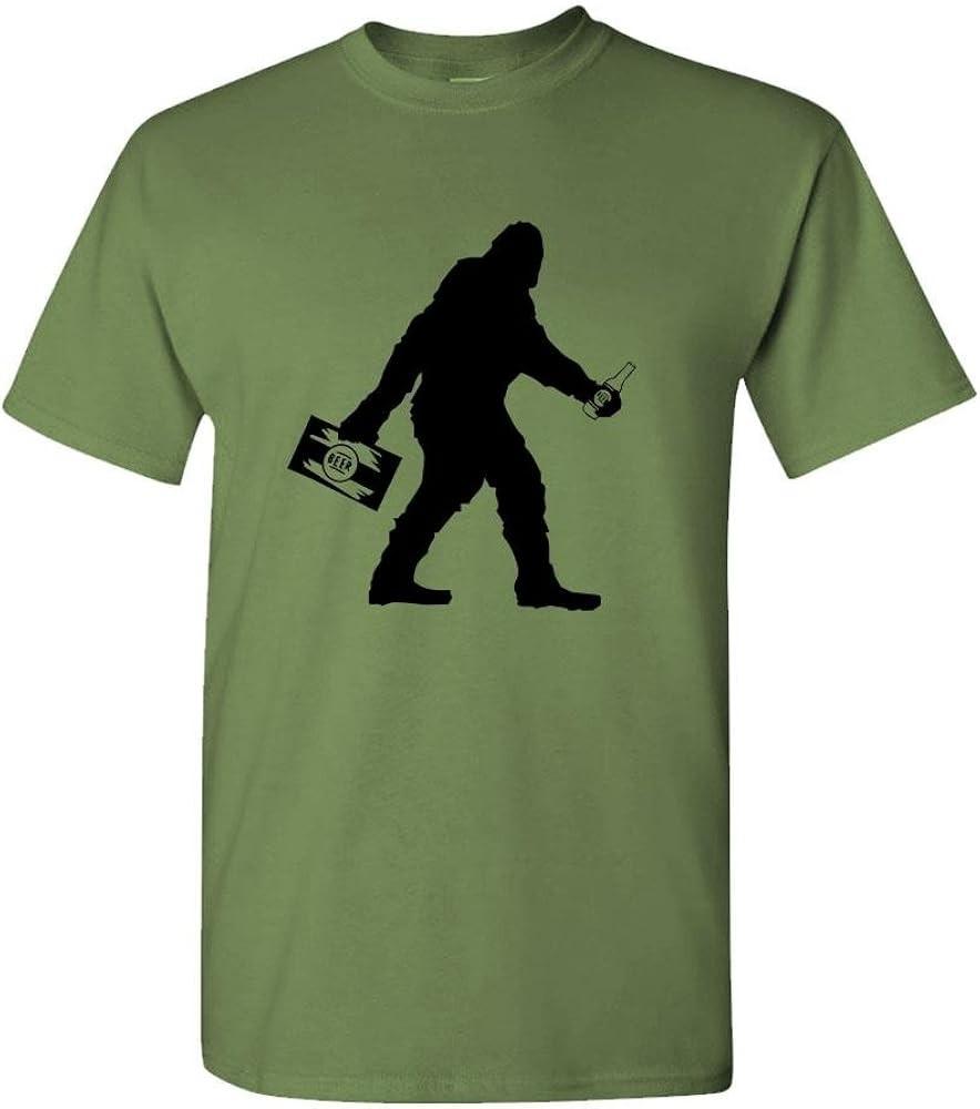 Sasquatch Bigfoot with Beer Funny Party Mens Cotton TShirt Unisex T-Shirt