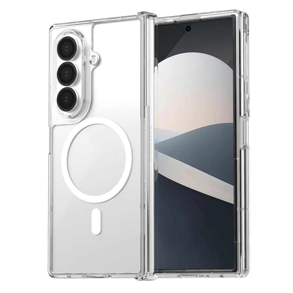 Case for Samsung Galaxy Z Fold 7 Case Hard PC Back & TPU Frame, Transparent Premium Shockproof Bumper Phone Cover - Magnetic