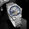 FORSINING Automatic Watches for Men Luxury Design Diamond Skeleton Tourbillon Mechanical Stainless Steel Strap Male Wristwatches