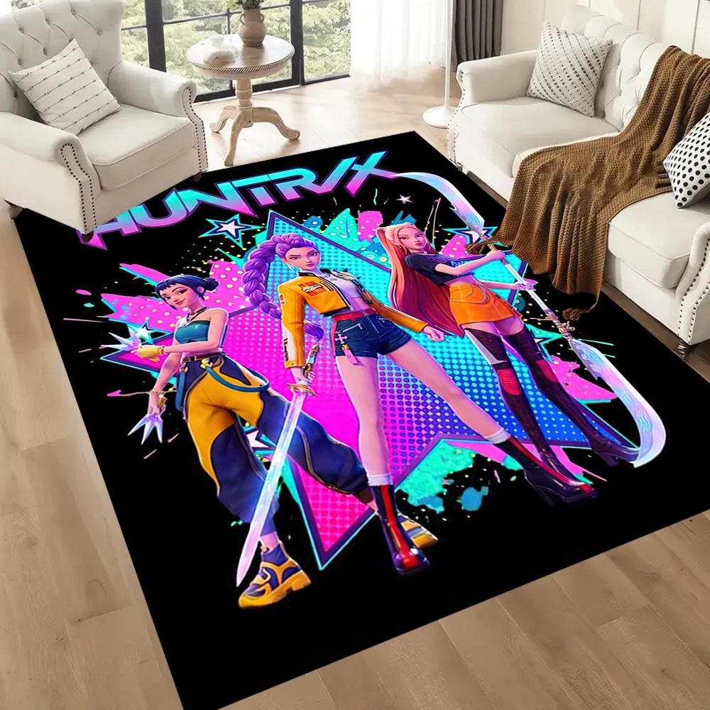 Huntrx: Future Bass Vibes Square rugs are a great choice for living rooms, bedrooms, home décor, and as gifts.