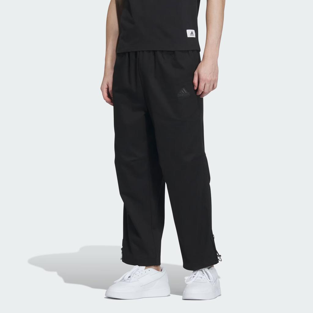 Adidas Wide Woven Pants Solid Color Logo Straight Leg Knit Sports Pants Men Pants Black IT3947