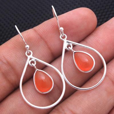 Серьга из сердолика и серебра, Ювелирное изделие ручной работы из стерлингового серебра 925 пробы, Серебряная серьга, Подарок для нее