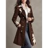 Women's Western Style Long Trench Coat Turn Down Collar Button Pockets Solid Color Long Sleeve Regular Fit Fall Outerwear Casual Daily Wear
