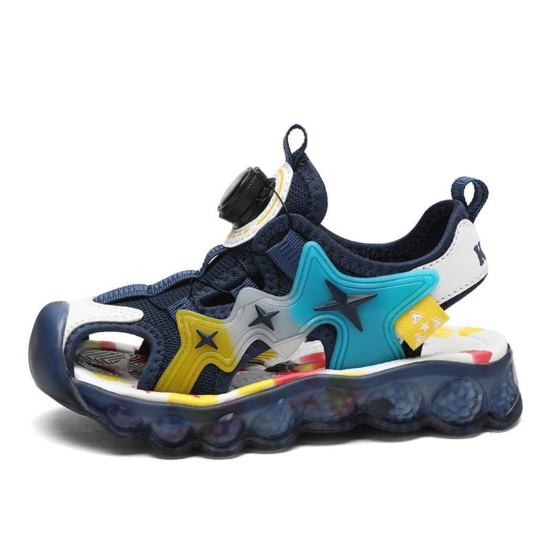 Летние детские сандалии с закрытым носком Rotary Button, пляжная обувь для девочек, спортивные пляжные сандалии