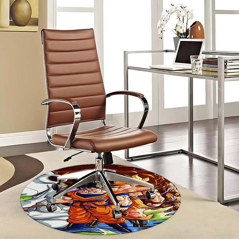 1pc Dragon Ball Z Goku & Vegeta Super Saiyan Round Carpet - Anime Cartoon Design Chair Mat, Non-Slip Rug for Office, Home Decor, Living Room