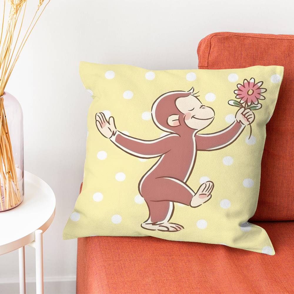 CCurious Monkey GGeorge Pillow Case Plush Fabric Soft Pillowcase Double Sided Print Cushion Cover Household Gifts