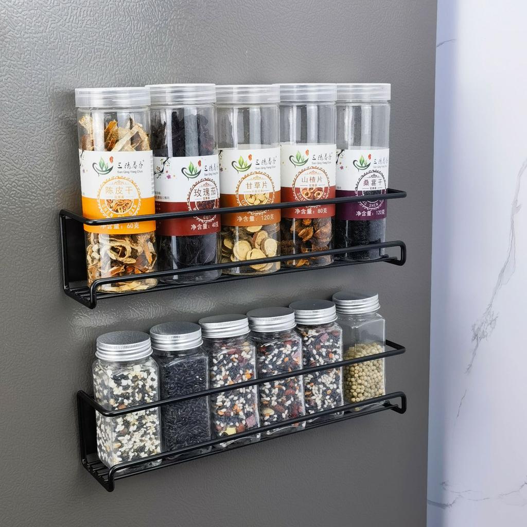 Magnetic suction rack on the side of the refrigerator, no punching and seam storage rack, seasoning rack, cup holder, magnetic attraction seasoning