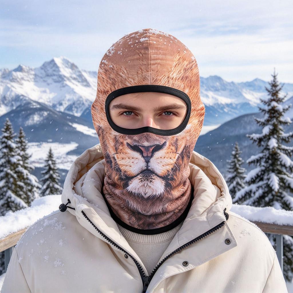 Fall Winter with Cute Pet Print, Full Face and Neck Cover for