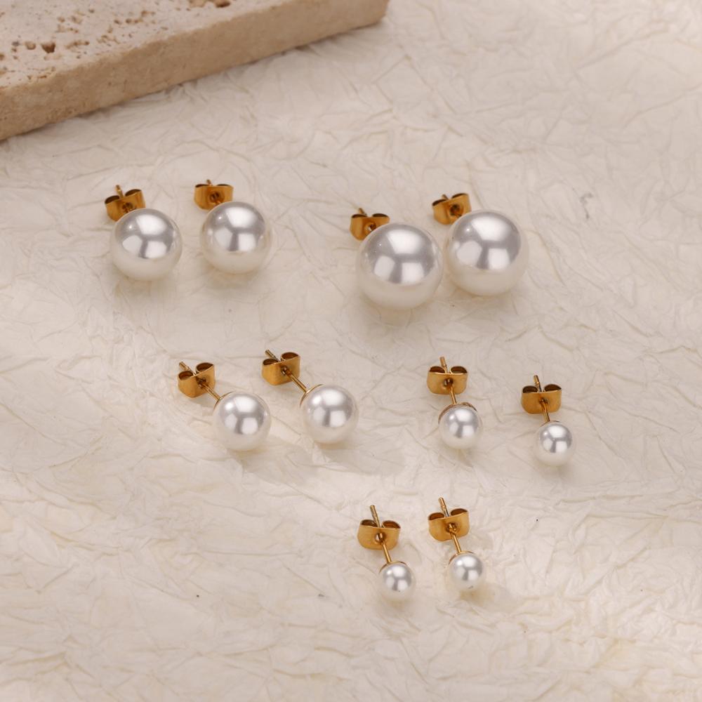 Серьги-гвоздики с жемчугом для женщин Серьги из нержавеющей стали 2024 года, эстетические украшения для пирсинга ушей, подарок для пары, бесплатная доставка, aretes