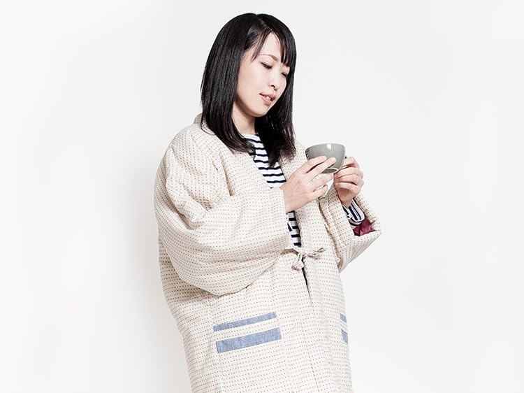 Тайютаф Сделано в одном размере Подходит Чанчанко Полька x Женский хантен, Япония, Куруме, Милый, Женский Цумуги, Все, Рокка/ROCCA (Натуральный горошек, не совсем белый