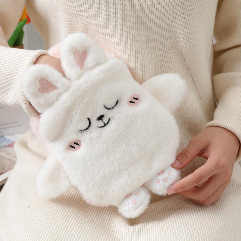Plush Hand Warmer: Cozy, Explosion-Proof Hot Water Bottle with Washable Cover for Autumn & Winter.