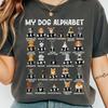 Funny Dog Alphabet T-Shirt for Dog Lovers, Cute Dog Breed Graphic Tee, Animal Alphabet Shirt Gift for Pet Owners, Dog Mom Gift Idea