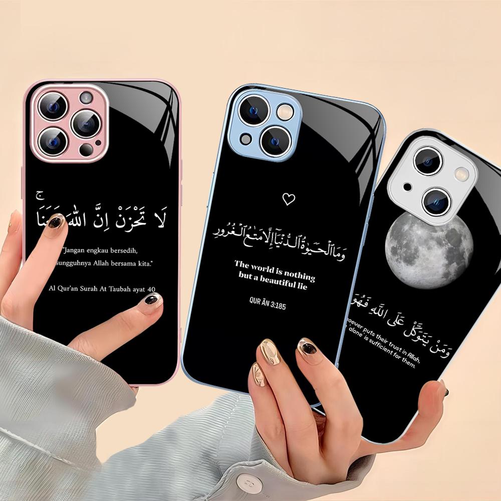 Арабские Цитаты Слова Чехол для Телефона Закаленное Стекло Для Iphone 14 13 12 11 Pro Mini XS MAX 14Plus X XS XR Fundas