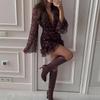 Женское цветочное платье с глубоким V-образным вырезом и оборками, весна 2026