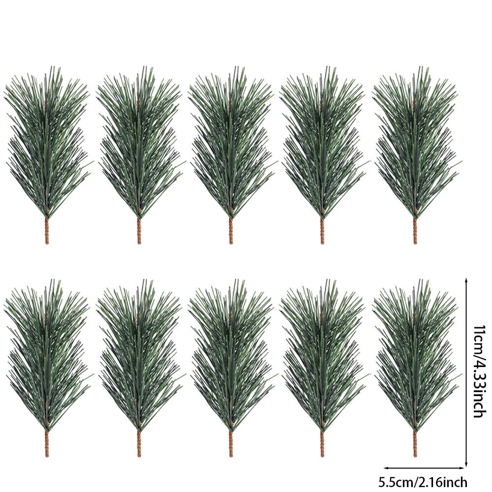 50/10x Green Artificial Pine Needles Branches Twigs Stems Picks For Christmas Flower Arrangements Wreaths Holiday Decorations