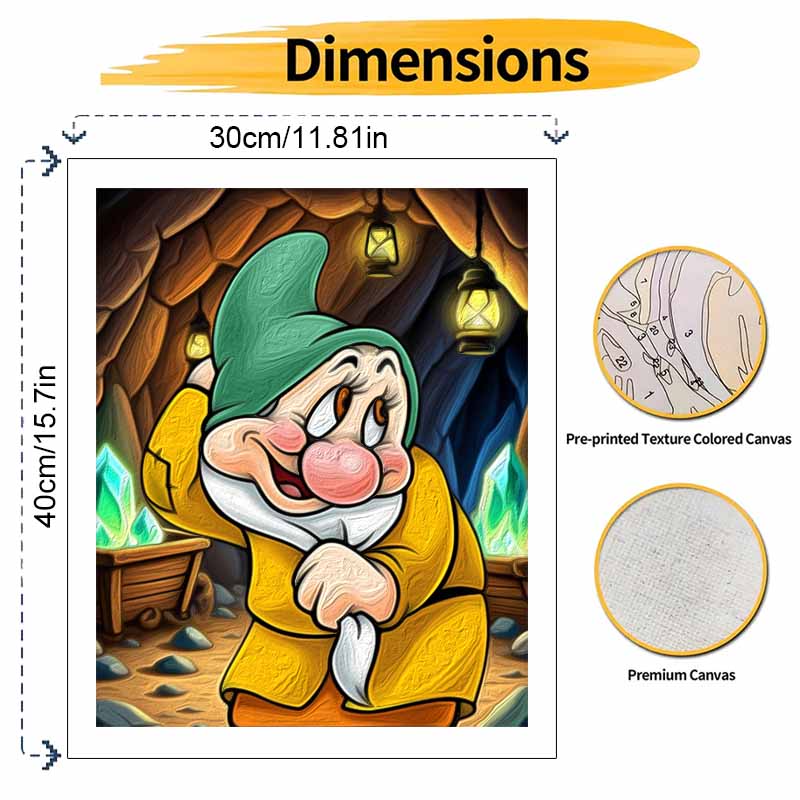 Disney Dopey Seven Dwarfs Oil Paint by Numbers Art Kit Handmade Painting Home Decor Gift