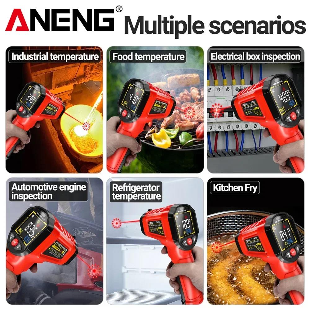 TH203 Infrared Thermometer Adjustable Emissivity Non-contact Temperature 50°C~600°C Pyrometer IR Hygrometer Industrial Home Use 4