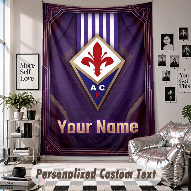 Custom Tapestry Wall Hanging, Fiorentina FC Personalized Name Text Home Wall Decor