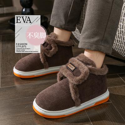 Нескользящие хлопковые туфли для среднего и пожилого возраста, теплые домашние хлопковые тапочки, с задником, на толстой подошве с бархатной подкладкой, холодостойкие хлопковые туфли для пожилых