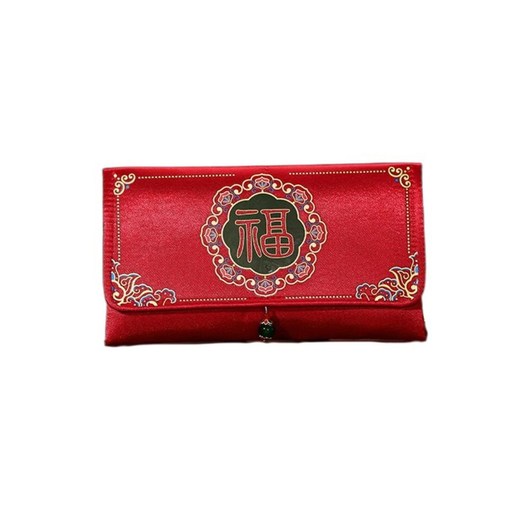 Вышивка Парча Красный Конверт Атлас Новогодний Красный Конверт Свадебные Красные Кармашки Помолвка