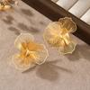 New European and American jewelry, high-end sweet hollow flower earrings, bohemian gold earrings for women