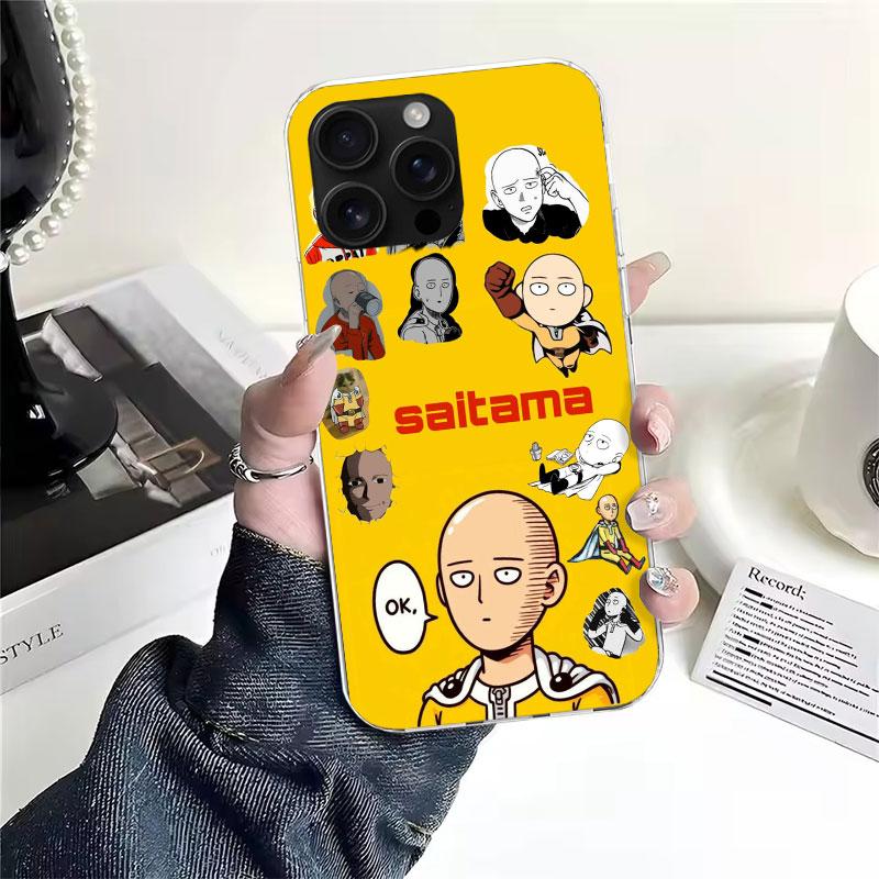 One P-Punch-Man Saitama King Soft Phone Case For IPhone 11 17 Air 16E 16 Pro Max 15 + 14 Plus 13 Mini 12 Apple 7 SE 8 Fundas Coq