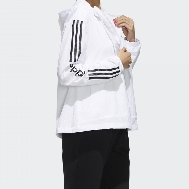 adidas Нео трехполосная куртка с капюшоном и завязками с буквенным принтом, женские куртки белого цвета FP7472