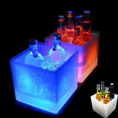 Светодиодное ведро для льда RGB Разноцветное ведро-охладитель Двухслойное Квадратный лоток для льда Бар Ночной клуб Подсвечивающееся Ведро для шампанского Виски Пива