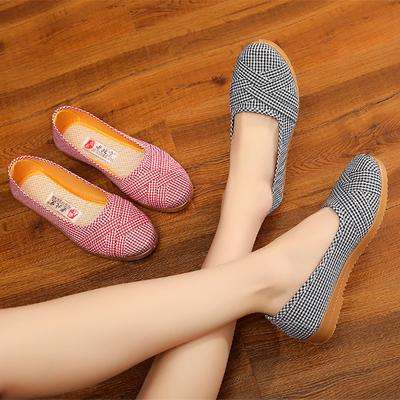 Модные удобные туфли на плоской подошве из ткани, симпатичные весенние и летние туфли на подошве TPR, мокасины без застежек, женские классные уличные туфли