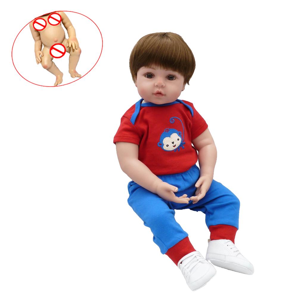BZDOLL 48 см 19 дюймов Полностью мягкий виниловый кукла-реборн мальчик для девочки Милый наряд Подарок на день рождения ребенка Детская игрушка