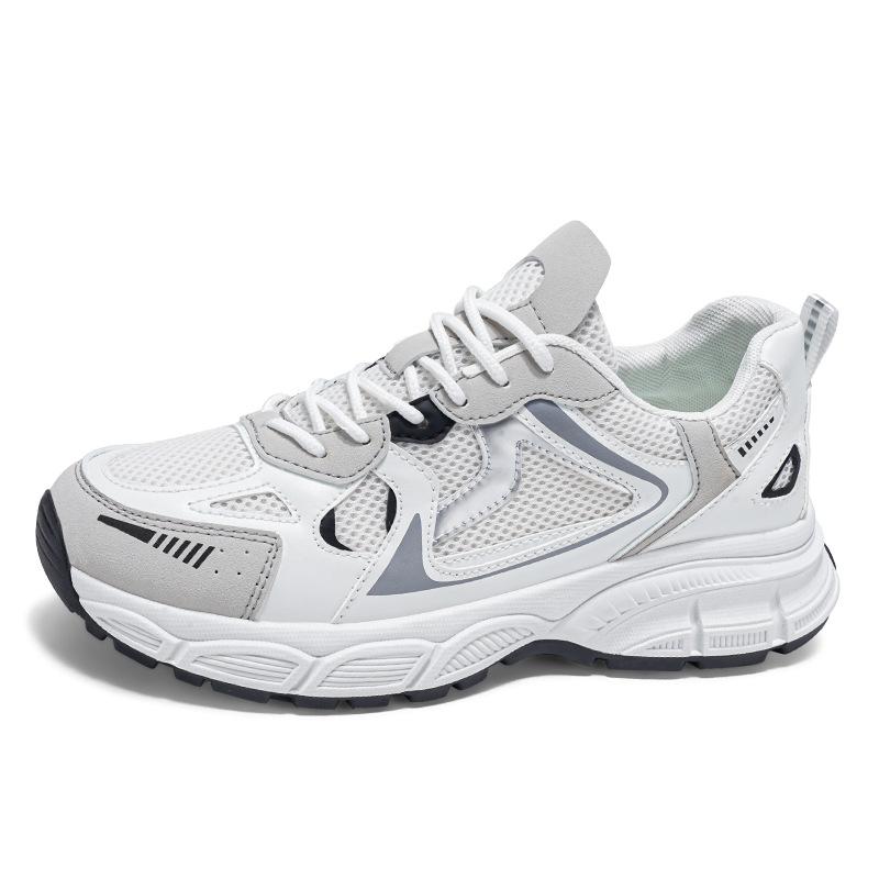 Мужская обувь 2025 года, новая весенняя дышащая сетчатая серебристая обувь для папы, мужская жареная уличная повседневная трендовая универсальная спортивная обувь