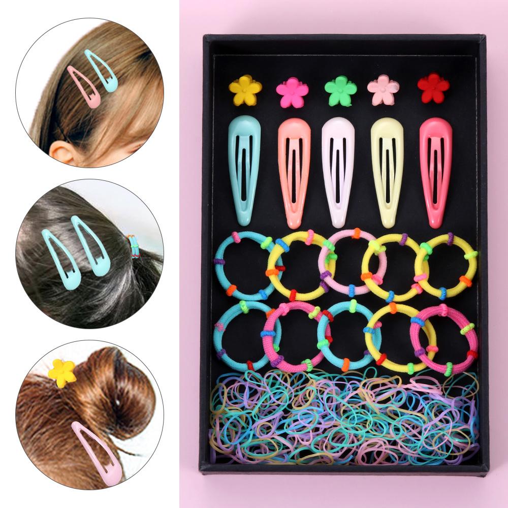 220PCS/Set Candy Color Kids Girls Accessories Gifts Hairpin Hair Clip Hair Rope