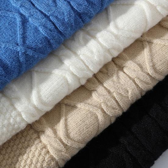 Мужской зимний осенний свитер, толстый вязаный свободный свитер с круглым вырезом, теплый, мягкий, однотонный, витой, с аппликацией, эластичный, не скатывается, морозостойкий свитер