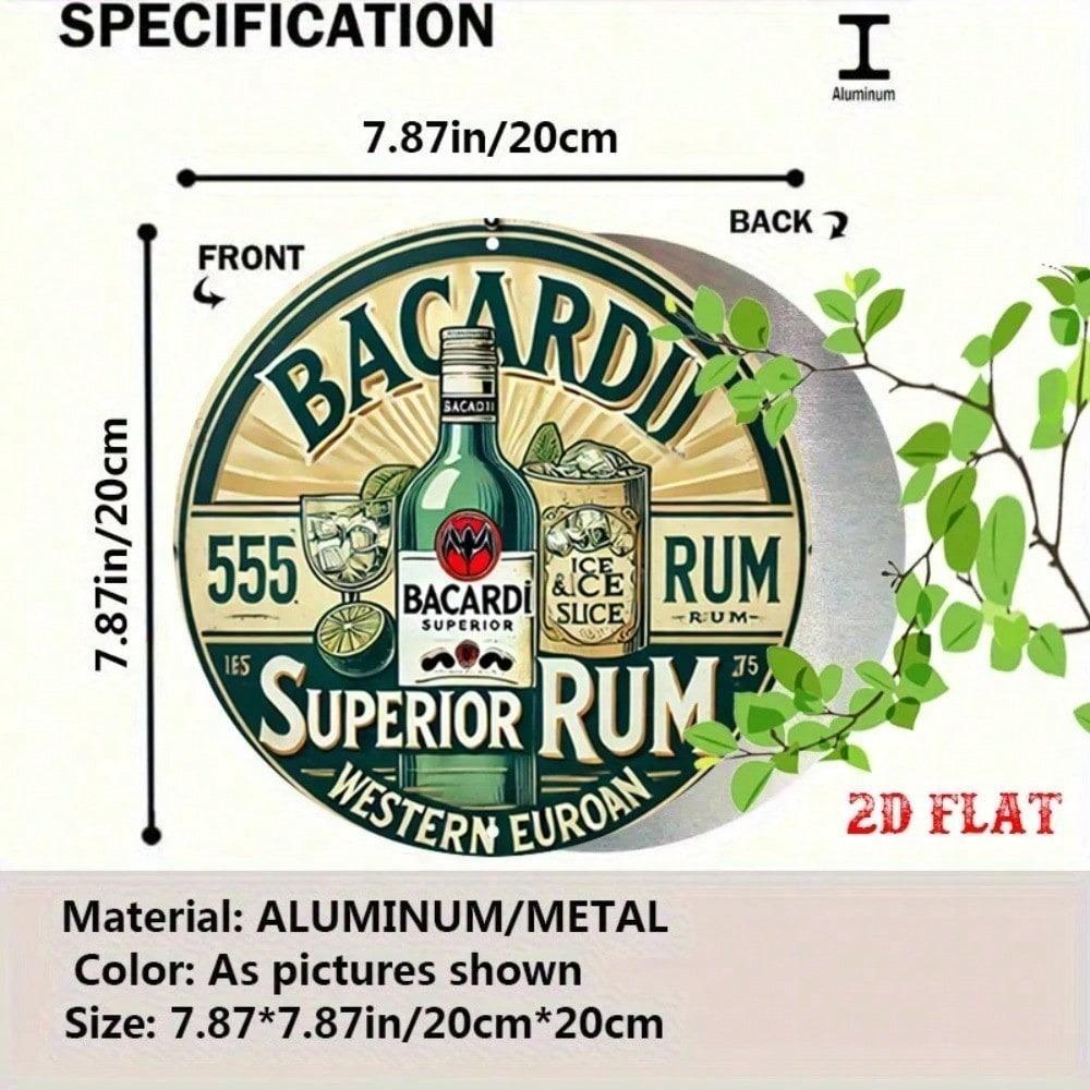 Vintage Spirit 7.87 Round Aluminum Tin Sign, Retro Bar Pub Decor, Hand-Crafted 2D Flat Metal Plate for Home Wall Art