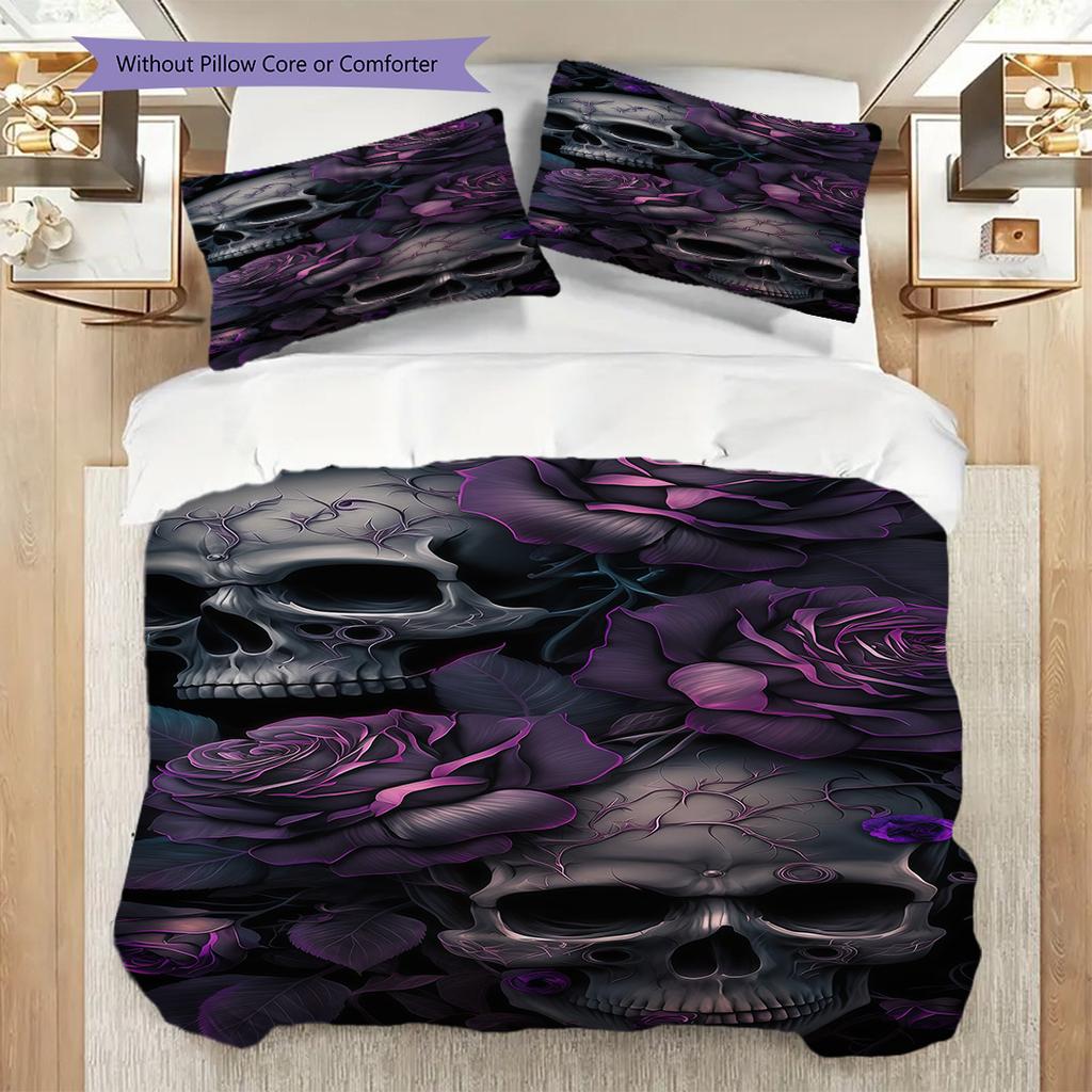 Raven Skull Fantasy Set Threepiece Set 1 Duvet Cover 2 Pillowcase Without Core Soft And Comfortable Bedding Set Christmas Birthday Gift