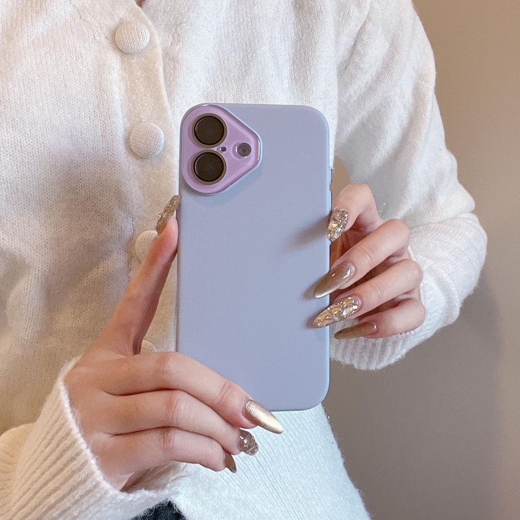 Glass Lens Skin Feel Solid Color Compatible with iPhone 16 Pro Max Apple 17 Phone Case 14/15 Hard Shell Solid Color