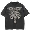 Halloween Skeleton Graphic Unisex T-Shirt Cotton Washed Black Tshirt Unisex Tops Tees Summer Short Sleeves T Shirt