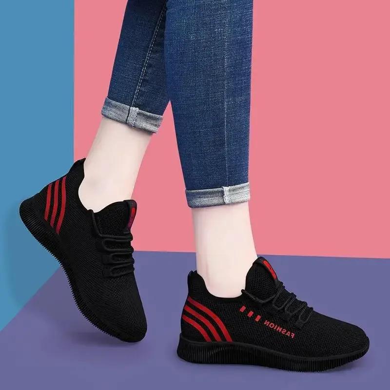 Women Tennis Shoes  Spring  Fly Weaving Old Beijing Cloth Shoes Little Daisy Women's Casual Sports Shoes Walking Shoes